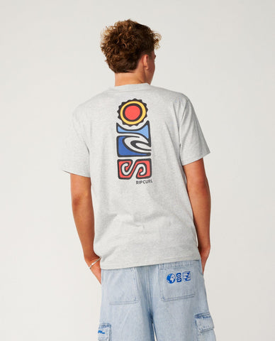 RIP CURL Search Series Vapour Cool Stack Tee - GREY MARLE