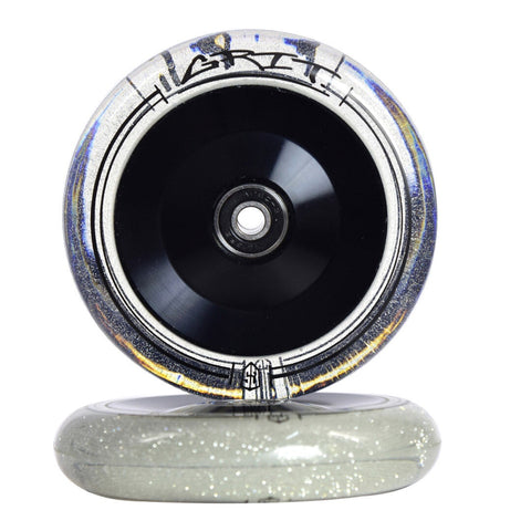 GRIT 110mm Black Alloy Core/Clear PU Wheels (Pair)