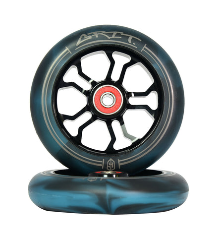 GRIT 110mm Black / Black Teal Swirl Wheels (Pair)