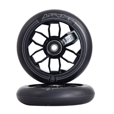 GRIT 110mm Black Alloy Core/Black PU Wheels (Pair)