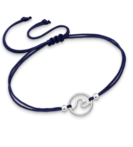 925 Sterling Silver Wave Adjustable Bracelet - BLUE