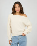 SILENT THEORY Off Shoulder Knit Jumper - OAT