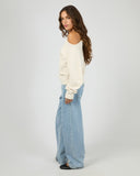 SILENT THEORY Off Shoulder Knit Jumper - OAT
