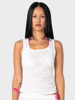 RUSTY Miss Lace Ruched Top - WHITE