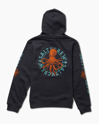 SALTY CREW Tentacle Boys Hooded Fleece - NAVY HEATHER