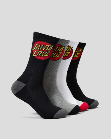 SANTA CRUZ Classic Dot Crew Socks (Size 7-11) 4-Pack MULTI