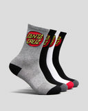 SANTA CRUZ Classic Dot Crew Socks (Youth 2-8) 4-Pack - MULTI