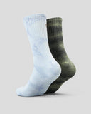 SANTA CRUZ Screaming Mono Hand Crew Socks (2-Pack) - BLUE-BLACK TIE DYE