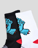 SANTA CRUZ Boys Opus Screaming Hand Long Crew Sock - BLACK/WHITE