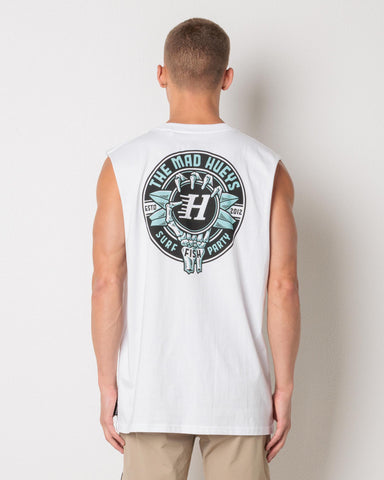 THE MAD HUEYS Surf Hueys Muscle - WHITE