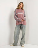 RUSTY White Lines Long Sleeve Crew Neck Knit 2.0 - ELDERBERRY