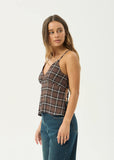 AFENDS Reverie Hemp Seersucker Strappy Top - COFFEE CHECK