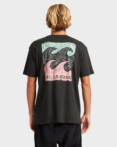 BILLABONG Crayon Wave Short Sleeve Tee  - BLACK