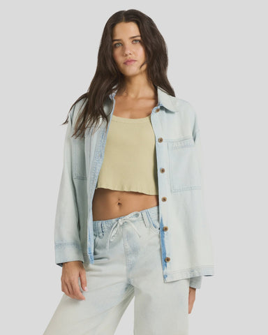 BILLABONG Jade Saltwashed Shacket - BLUE MIST