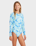 BILLABONG Happy Hibiscus LS Bodysuit - TIDAL BLUE