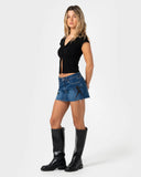 RUSTY I'm Hooked Cap Sleeve Fashion Top - BLACK