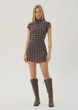 AFENDS Elodie Shev Hemp Seersucker Check Dress - INDIGO CHECK