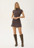 AFENDS Elodie Shev Hemp Seersucker Check Dress - INDIGO CHECK