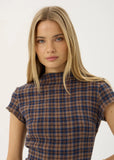 AFENDS Elodie Shev Hemp Seersucker Check Dress - INDIGO CHECK