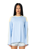 RUSTY Penny Oversized Long Sleeve Tee - RETRO BLUE/YELLOW STRIPE
