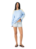 RUSTY Penny Oversized Long Sleeve Tee - RETRO BLUE/YELLOW STRIPE