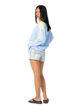 RUSTY Penny Oversized Long Sleeve Tee - RETRO BLUE/YELLOW STRIPE