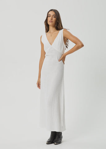 AFENDS Focus Seersucker Maxi Dress - WHITE