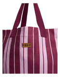 ROXY Sunday Stripe Tote - BEET RED