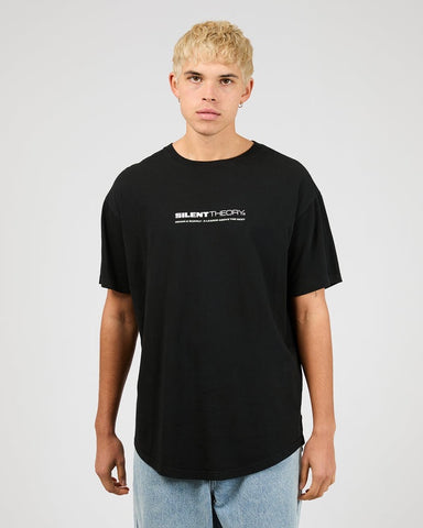 SILENT THEORY Tuscan Scoop Tee - WASHED BLACK