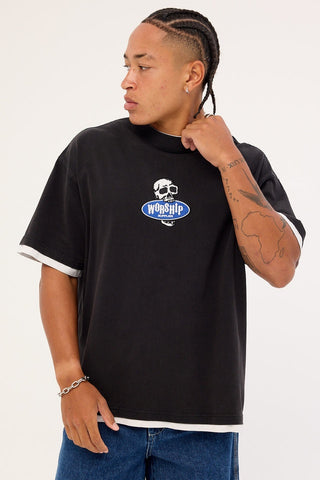 WORSHIP Jaws Oversized Tee - WASHED BLACK