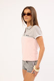 RUSTY Insert Dad Joke Baby Polo Tee - PINK / GREY