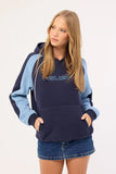 RUSTY  Black Splice Oversized Hooded Fleece - NAVY/BLUE