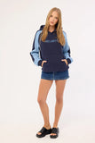 RUSTY  Black Splice Oversized Hooded Fleece - NAVY/BLUE