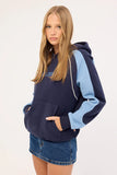 RUSTY  Black Splice Oversized Hooded Fleece - NAVY/BLUE
