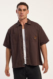 THRILLS Seen And Heard Cropped Short Sleeve Work Shirt - POSTAL BROWN