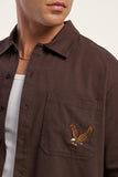 THRILLS Seen And Heard Cropped Short Sleeve Work Shirt - POSTAL BROWN