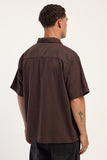 THRILLS Seen And Heard Cropped Short Sleeve Work Shirt - POSTAL BROWN