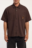 THRILLS Seen And Heard Cropped Short Sleeve Work Shirt - POSTAL BROWN