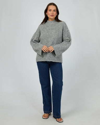 SILENT THEORY Suki Knit Jumper - GREY MARLE