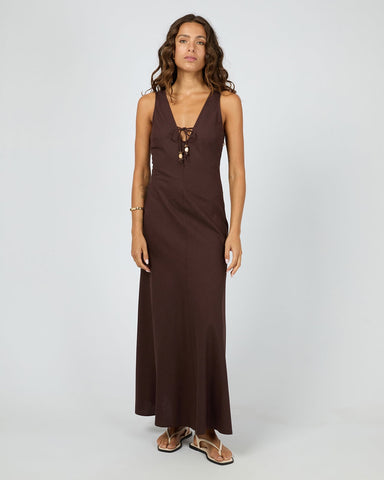 SILENT THEORY Lenni Maxi Dress - CHOCOLATE
