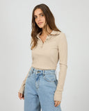SILENT THEORY Aria Knit Long Sleeve Top - OAT