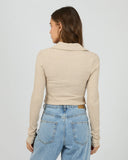 SILENT THEORY Aria Knit Long Sleeve Top - OAT