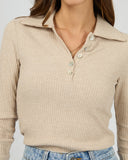 SILENT THEORY Aria Knit Long Sleeve Top - OAT