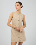 SILENT THEORY Cove Mini Dress - BEIGE