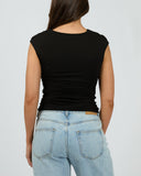 SILENT THEORY Evie Ruched Top - BLACK