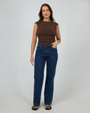 SILENT THEORY Evie Ruched Top - CHOCOLATE