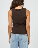 SILENT THEORY Ellis Tank Top - CHOCOLATE