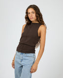 SILENT THEORY Ellis Tank Top - CHOCOLATE