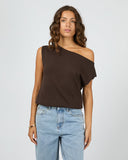 SILENT THEORY Ellis Off The Shoulder Top - CHOCOLATE