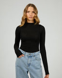 SILENT THEORY Priya Layering Long Sleeve Top - BLACK